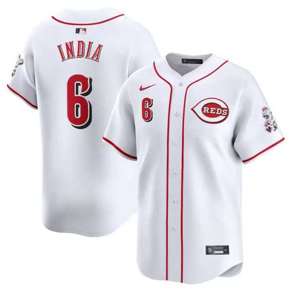 Mens Cincinnati Reds #6 Jonathan India White Home Limited Baseball Stitched Jersey Dzhi